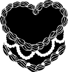 Vintage black heart cake with pearls white no outline