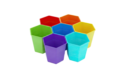 Arrangement of Colorful Hexagonal Planters