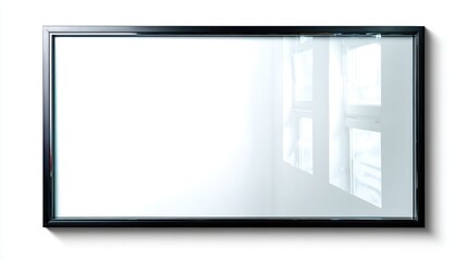 Fototapeta premium Modern blank frame reflecting a serene view.