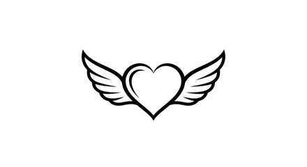 Heart with wings symbol love care free icon
