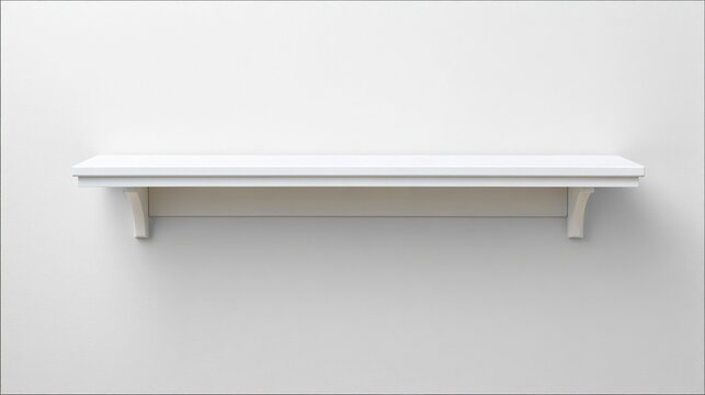 Minimalist white shelf on a clean wall.