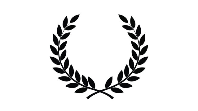 Classic black and white laurel wreath vector icon for award recognition