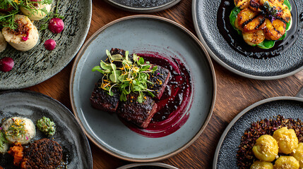 Three bowls of food are on a table. The bowls are filled with different types of food. One bowl has a salad, another has a sandwich, and the third has a fruit salad