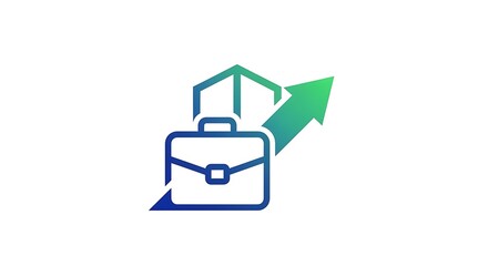 Obraz premium Business growth concept briefcase and arrow symbol on white background