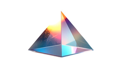 Iridescent Crystal Pyramid with Rainbow Reflections.