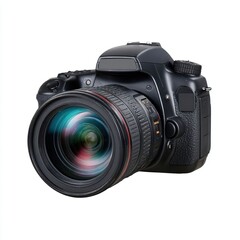Fototapeta premium High-quality DSLR camera with colorful lens.