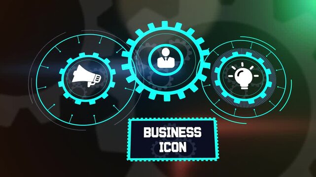 Premium business icon set for professional marketing and web design, digital technology with gear mechanism