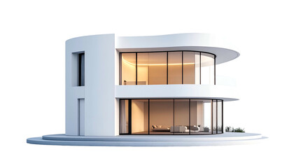 Modern White Two Story House Building.