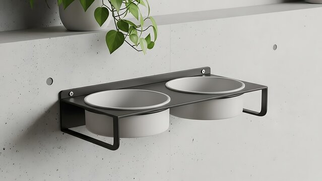 Modern wall-mounted pet feeder