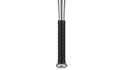 Close-up of a Metal Baseball Bat Handle with Black Grip