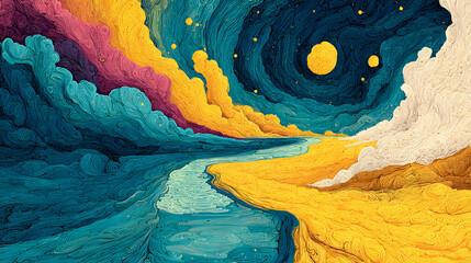 Abstract ink flow forming swirling textures and vibrant contrasts, inspired by fluid motion and artistic expression for creative backgrounds and concept visuals.