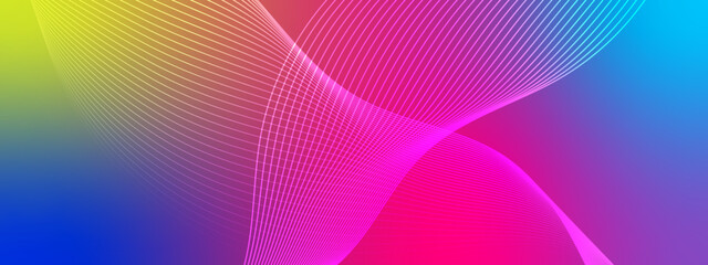 Colorful transition background featuring sophisticated white wireframe waves and smooth color flow © SyahCreation