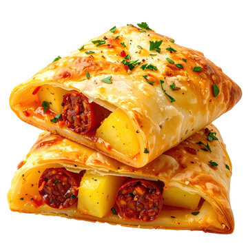 A pair of freshly made pambazos sandwiches, generously filled and presented on a plate as a complete meal, isolated on a clean white background