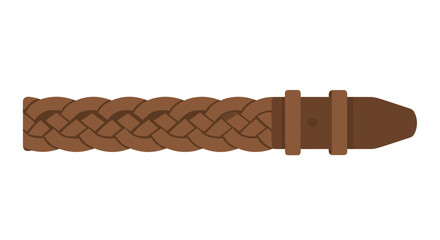 Brown braided belt isolated on a white background, showcasing intricate woven design and classic style