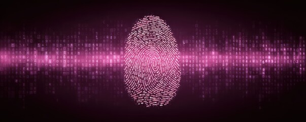 An abstract representation of a fingerprint surrounded by digital binary code, symbolizing identity and security in a tech-driven world.