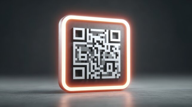 A glowing QR code against a dark background, highlighting digital technology and modern connectivity. - Powered by Adobe