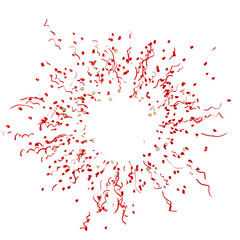 3d render of falling red confetti and gold lucky coins frame. festive lunar new year background with asian wealth symbols.