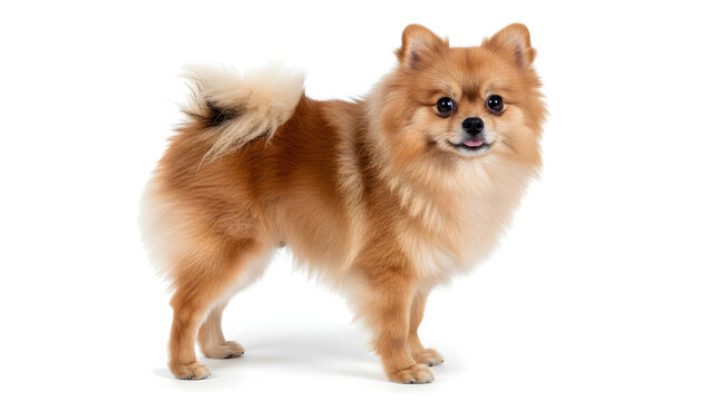Cute Pomeranian Dog Standing Isolated on transparent Background