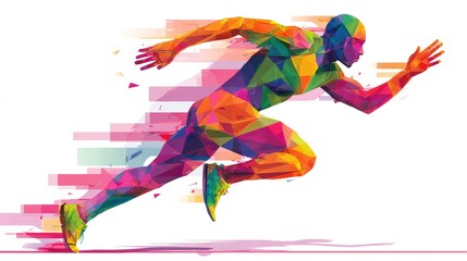 Fototapeta premium runner in motion with colorful paint strokes