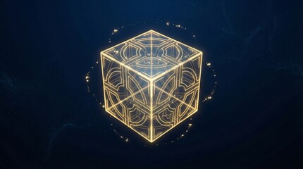 Futuristic Glowing Data Cube Core for Cybersecurity and Tech Concepts