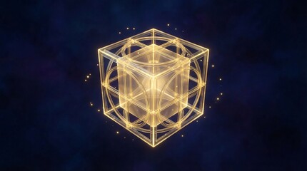 Futuristic Glowing Data Cube Core for Cybersecurity and Tech Concepts