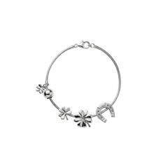 Fototapeta premium Silver bracelet with lucky charms on Transparent Background