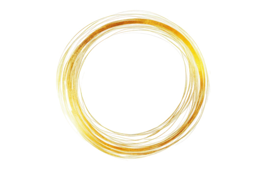 Golden brush stroke oval shape isolated on transparent background. Elegant round golden line art frame isolated on white background. - Powered by Adobe
