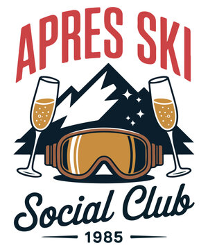 Apres Ski Social Club Vintage Badge Winter T-Shirt Design