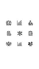  Population line icon set. Group of people, demographic, family, citizenship, nationality, census, community. 