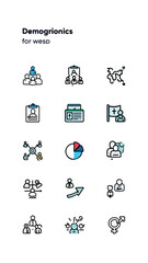  Population line icon set. Group of people, demographic, family, citizenship, nationality, census, community. 