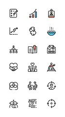  Talent management line icon set. Group of object. Skill, performance, employee, team. 