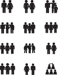  Compositions of groups of men and women classic vector icon signs 