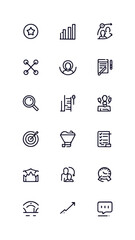  Talent management line icon set. Group of object. Skill, performance, employee, team. 