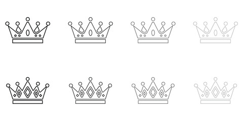 royal crown line icon vector set, king queen crown tiara vector outline icon illustration © Sarah