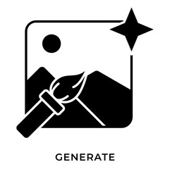 AI Generate Image Glyph Icon &ndash; Magic Wand Generating Picture, AI Image Generation and Content Creation Symbol