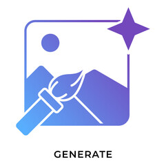 AI Generate Image Gradient Anaglyph Icon &ndash; Magic Wand Generating Picture, AI Content Creation Symbol