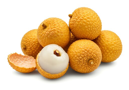 Pile of Lychee Fruits with One Cut Open