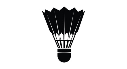 A simple black and white illustration of a badminton shuttlecock