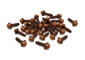 Scattered Cloves Spices on White Background