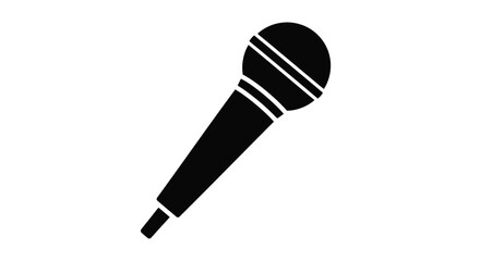 Simple black and white illustration of a classic dynamic microphone on white