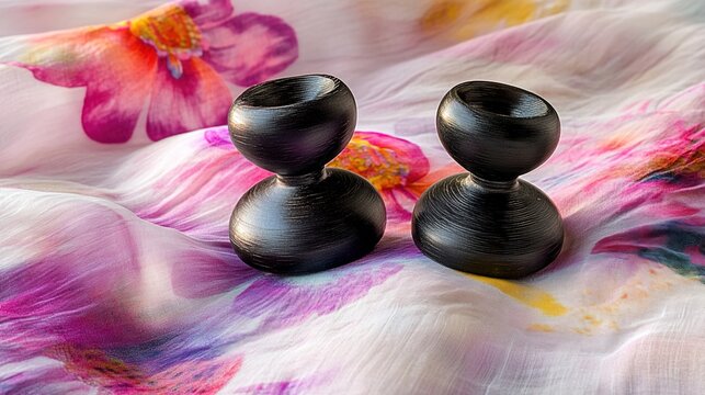 castanets. A pair of polished black castanets resting on an embroidered skirt. event programs, museum guides, designed for cultural heritage projects and event programs, used by e-commerce operators.