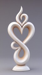 Obraz premium Abstract Sculpture Infinity Heart Symbol White And Wood Texture Realistic Rendering