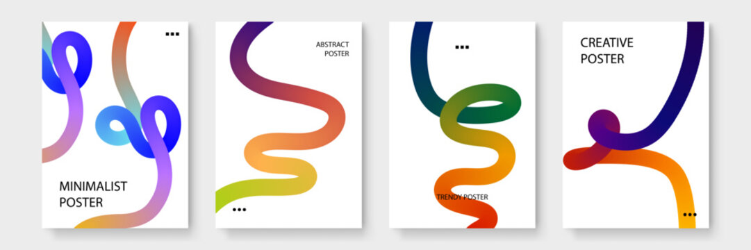 Professional futuristic posters with liquid flow elements and soft color gradients designed for technology and innovation themes