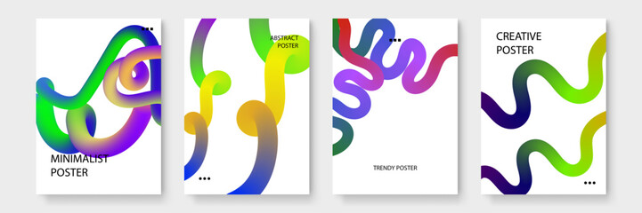 Fototapeta premium Unique posters featuring creative vibrant coils and colorful fluid paths for experimental graphic design and artistic projects