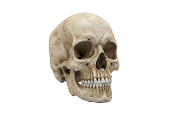 Obraz premium Human Skull Anatomy, Realistic Medical Model with Open Jaw and Teeth