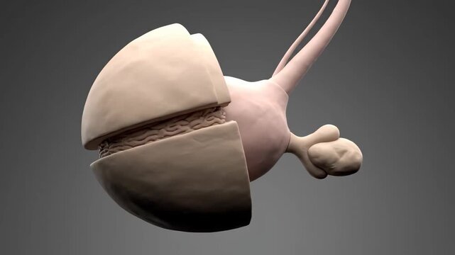 A comprehensive 3D animation showcasing the intricate anatomy of the human eye, including its layers and optic nerve.