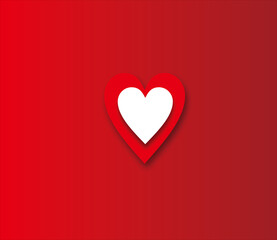 red heart on white background