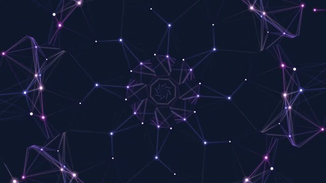 Network of interconnected nodes and lines forming a complex structure.