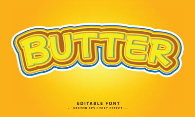 Butter Yellow Cartoon Text Effect Vector Design