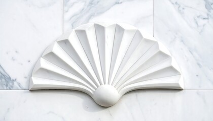 Obraz premium A white decorative tile with a fan-like design